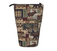 JBYJBX Lodge Bear - Estuche organizador telescópico multiusos con estampado de ciervos, bolsa de almacenamiento de papelería, color negro, talla única, Black, Talla única