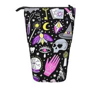 JBYJBX Magic Witch Witchcraft - Estuche organizador telescópico multiusos para lápices, bolsa de almacenamiento de papelería, color negro, talla única, Black, Talla única