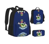 JBYJBX Maine State Flag Print Bookbag Lunch Bag Pencil Case 3 en 1 Juego de mochilas, color negro, talla única, negro, talla única, Black, Talla única