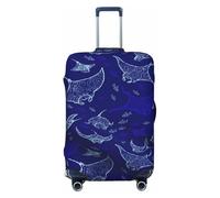JBYJBX Manta Ray And Fish Print - Funda protectora para equipaje, lavable, elástica, a la moda, Negro, Small
