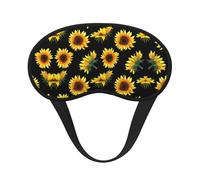Jbyjbx Máscara opaca unisex para dormir con estampado de girasoles, plantas y flores, color negro y amarillo, lavable y transpirable