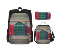 JBYJBX Mochila escolar con estampado de matemáticas, correas ajustables para el hombro, bolsa de almuerzo, estuche para lápices, juego 3 en 1, Negro -, Talla única