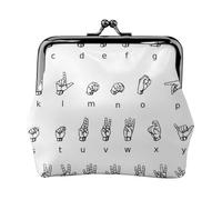 Jbyjbx Monedero compacto con estampado de alfabeto en lengua de señas, bonita cartera pequeña con cierre de beso para uso diario y regalos