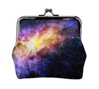Jbyjbx Monedero compacto con estampado de galaxia en el universo, bonita cartera pequeña con cierre de beso para uso diario y regalos