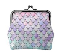 Jbyjbx Monedero compacto con estampado de sirena, color rojo y morado, bonita cartera pequeña con cierre de beso para uso diario y regalos