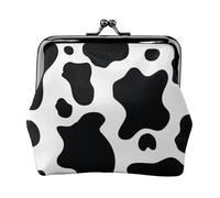 Jbyjbx Monedero compacto con estampado de vaca en blanco y negro, bonita cartera pequeña con cierre de beso para uso diario y regalos