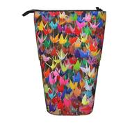 JBYJBX Origami Paper Cranes - Estuche multiusos telescópico para lápices, organizador de artículos de papelería, bolsa de almacenamiento, Black, Talla única
