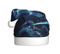 JBYJBX Sombrero de Navidad con estampado de luna, estrellas y planetas, para fiestas, Navidad, festividades, adultos, unisex, decoración temática de Papá Noel