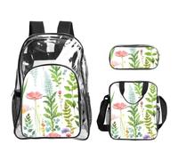 JBYJBX Springtime Herb Garden Print - Juego de mochila transparente unisex para la escuela, viajes al aire libre, bolsa de almuerzo transparente de 3 piezas