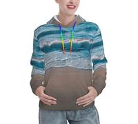 JBYJBX Sudadera con capucha para mujer, con estampado de arena marina transparente, para otoño, invierno, senderismo, viajes, actividades al aire libre, Negro, M