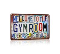 JBYMsign Cartel de metal vintage para decoración de pared de gimnasio - Welcome To The Gym Room No Excuses Just Results