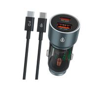 JC NA0567 Gris / Cargador de mechero con carga rápida USB-A (QC3.0) + Type-C port