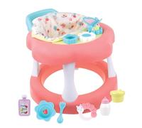 JC TOYS- Andador para muñecas hasta 43cm, con ruedas, + 6 accesorios, rosa, +2 años