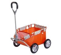 JC Toys- Cesta de Almacenamiento de Juguetes con Ruedas, fácil de Transportar, Bolsa de Rejilla, Funda Acolchada, colección Nature, Naranja y Floral, diseñado por Berenguer, 3 años