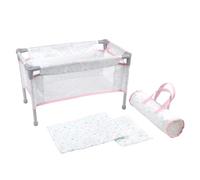 JC Toys- Cuna de Viaje Plegable- Parque Infantil, muñecas hasta 45 cm, se Monta y desmonta fácilmente, Incluye Bolsa, Almohada y Manta, decoración Floral, Diseñado por Berenguer, + 3 años