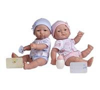 JC Toys- Gemelos La Newborn recién Nacidos 30 cm, de Vinilo Suave, Incluye Chupete y biberón, Rosa y Azul, Ideal para Jugar, diseñados en España por Berenguer, + 2 años