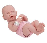 JC Toys- Muñeca La Newborn Primer bostezo recién Nacida de 36 cm, de Vinilo Suave, con pañal Reutilizable y Accesorios, niña, Rosa, diseñada en España por Berenguer, +2 años