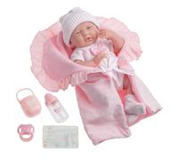 JC Toys- Muñeca La Newborn recién Nacida de 38 cm es de Cuerpo Blando, Incluye Ropa de Punto y 5 Accesorios, Rosa, diseñada en España por Berenguer, +2 años