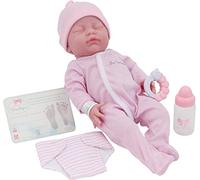 JC Toys- Muñeca La Newborn recién Nacida Primeros Momentos de 43 cm, de Vinilo Suave, Ojos Cerrados, Incluye Ropa y 6 Accesorios, niña, Rosa, diseñada en España por Berenguer, +2 años