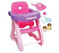 JC Toys- Silla Alta Hora de Comer, Tiene 6 Accesorios para muñecas, Adecuado para muñecas de 36-43 cm, Ideal para Jugar, Rosa, +2 años