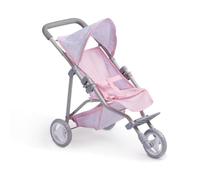 JC Toys- Silla de Paseo Plegable de 3 Ruedas, para muñecas de hasta 45 cm, Tiene Cesta y Capota, Ideal para Jugar y pasear, Rosa con decoración Floral, diseñado por Berenguer, +3 años