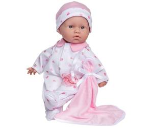 JC Toys- vinyl Muñeca La Baby de 28 cm tiene cuerpo blando y lavable, manta y chupete, rosa, diseñado en España, +12 meses