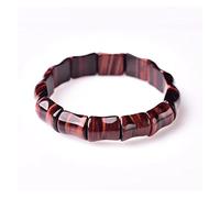 JCAKES Cristal Natural en Bruto 1 Pieza Pulsera de Cristal elástico de Piedra de Ojo de Tigre Rojo Natural 12MM * 16MM