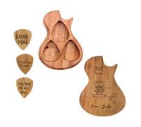 JCAKES Estuche De Púa De Madera, Paquete De 3 Púas De Guitarra Grabadas, Púas De Guitarra para Niños Personalized Gifts for Boyfriend,F