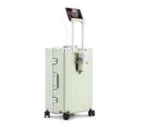 JCAKES Maleta Maleta de Aluminio con Puerto de Carga USB, Equipaje de Mano, Equipaje Ligero de Gran Capacidad, Maleta de Viaje de Negocios Durable (Color : Light Green, Size : 26inch)