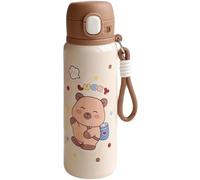 Jcasbdn Botella de agua de Capybara con llavero linda botella de agua de acero inoxidable aislada 500 ml de tazas de beber calefacción portátil