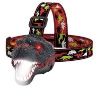Jcasbdn Faros Delanteros de Dinosaurio con lámparas de Cabeza realistas Roar LED para niños con Diadema Ajustable Recargable para niños Ajustables Linterna