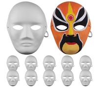 Jcasbdn Mascaras de cara completa de 12 piezas, máscara blanca de papel pintable 7x9 con banda de goma para carnaval de cosplay Halloween DIY