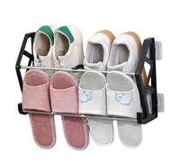 Jcasbdn Pastel de Zapatos montado en la Pared 2 Topla de Zapato de Servicio Pesado Galvanized 2Tier para Pared con Divisor y Ganchos Organizador multipropósito Autoadhesivo
