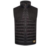 JCB - Chaleco acolchado híbrido de trabajo negro - Tejido resistente al agua - Forro softshell, bolsillos funcionales, acolchado de poliéster y cremallera frontal completa, Negro, XL