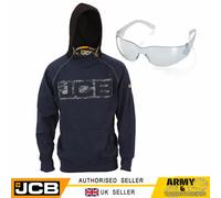 JCB Horton Hombre de Trabajo Capucha Sudadera Cálido Azul Marino Libre Seguridad
