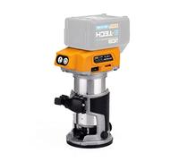 JCB Router recortador sin escobillas de 18 V, unidad desnuda, velocidad variable y luz LED, adaptador de vacío incluido, pinza de 3/8 pulgadas y ¼ de pulgada