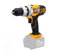 JCB Taladro inalámbrico sin escobillas de 18 V, unidad desnuda, velocidad variable y luz LED, portabrocas sin llave de 13 mm, par de torsión de 19+1 posición y clip para cinturón