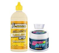 JcBike Torrent Sellante para Cubiertas Tubeless X-Sauce MTB 500ml + Spin bits 150g - Kit Antipinchazos Profesional con Dosificador - Gravel y Carretera