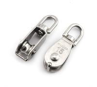 JCBIZ - Juego de 2 poleas M15 de acero inoxidable para trabajo pesado, con rueda giratoria y polea fija para carga de cables de acero