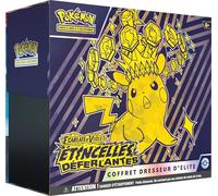 JCC Pokemon - Estuche de Entrenamiento de élite Escarlata y púrpura - Escarlata y Violeta - Chispas Desbloqueadas (1 Tarjeta Promocional Completamente ilustrada, 9 Refuerzos y Accesorios de Juego