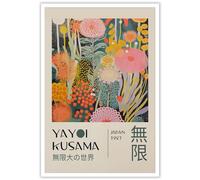 JCCSFF Póster moderno de Yayoi Kusama, divertido, colorido, abstracto, japonés, botánico, arte de pared, galería, exposición, decoración de pared para habitación estética, dormitorio, sala de estar,
