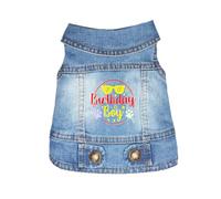 JcDuDoi Regalo de cumpleaños para niño y perro, chaqueta de mezclilla para mascotas, abrigo para cachorros y perros pequeños, overol clásico, disfraz de gato macho, chaleco lavado, ropa de ropa (S)