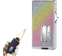 JCFHQGHR Encendedor de Llama Extra Ancho de Metal a Prueba de Viento con cámara de Aire Luminosa Transparente, Adecuado for barbacoas, Exteriores, Regalo for Hombres y Mujeres.(E)