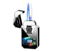 JCFHQGHR Encendedor Inteligente de Doble Llama Activado por Voz: múltiples Modos de Encendido, Ventana de Combustible Visible: un Regalo Ideal for Hombres y Mujeres(A)