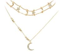 JchEnye 1 collar con estilo bohemio que lleva elementos de estrellas y luna. Tiene un largo ajustable y es muy adecuado para que las señoras y las chicas se lo pongan. Es un regalo excelente.