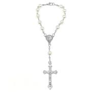 JchEnye 1 pulsera de rosario católico, un crucifijo exquisito, un rosario de comunión con una cruz vintage, una pulsera para damas,las ceremonias de comunión, las bodas y las fiestas de comunión.