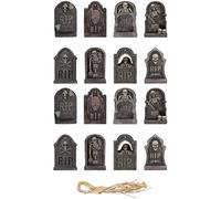 JchEnye 16 Sets de Colgantes de tumbas de Halloween, diseño de relieves terroríficos Retro, decoración Colgante de Tema Cementerio, Accesorios de bromas para Fiestas internas/externas