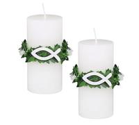 JchEnye 2 Piezas de Protector Anti Gotas de Velas de la comunión, captador Anti Gotas de Velas en Forma de Corona de Flores Artificiales,bautizos y Bodas.