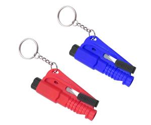JchEnye 2pcs Rompecristales y Cortador de cinturón - Llavero de Emergencia 3 en 1 - Rompecristales, Cortador de cinturón de Seguridad, Silbato de Supervivencia - Herramientas de Rescate.