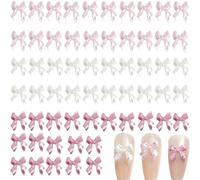 JchEnye 60 Pcs Cute Bow Nail Jewellery,Bow Nail Design Jewellery,Bow Nail Jewellery,Cute Ribbon Bow,Nail Decoration Nail Art Jewellery,Bow Nail Jewellery Nail Accessories,White/Purple Pink/Dark Pink